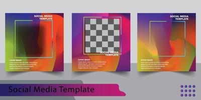 Set of editable  square banner template. Modern social media post full color, light leaks, suitable for business, Suitable for social media post and web internet ads. with background for photo layout vector