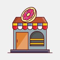 ilustración de vector de tienda de donas en un fondo. símbolos de calidad premium. iconos vectoriales para concepto y diseño gráfico.