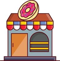 ilustración de vector de tienda de donas en un fondo. símbolos de calidad premium. iconos vectoriales para concepto y diseño gráfico.