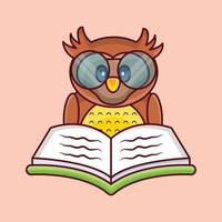 owl book reading vector illustration on a background.Premium quality symbols. vector icons for concept and graphic design.