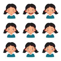 Kids Face Set Sketch, Stock vector