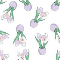 seamless pattern, Easter bouquet of tulips in the form of an egg, on a white background. vector