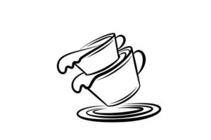 imagen de arte de línea de tazas de café apiladas en aislado sobre fondo blanco vector