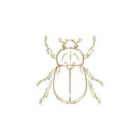 gold vector rhinoceros beetle, hercules beetle, unicorn beetle, horned beetle, female, on a white background.