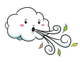 An image of a Cute Cloud Blowing Wind isolated on white. vector