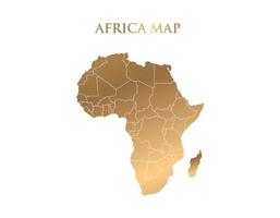 mapa vectorial dorado de áfrica. el mapa de sudáfrica está aislado en un fondo blanco. vector