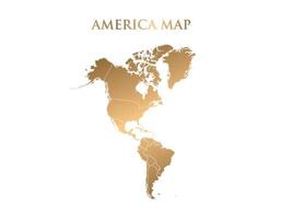 mapa vectorial dorado de américa del sur. el mapa de américa del sur está aislado en un fondo blanco. mosaico de elementos dorados basado en un mapa amarillo sólido de América del Sur. vector