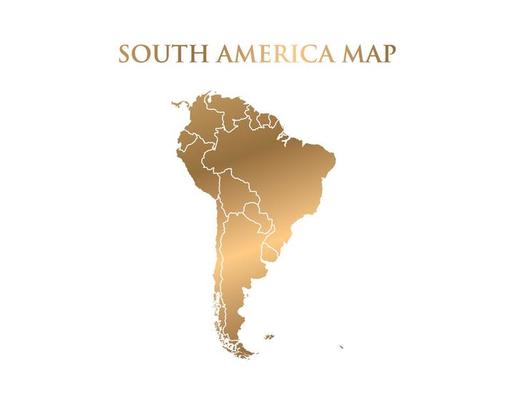 Gold south america map High Detailed on white background. Abstract design vector illustration