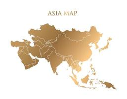 mapa de asia de oro alto detallado sobre fondo blanco. Ilustración de vector de diseño abstracto
