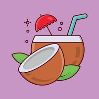 ilustración de vector de jugo de coco en un fondo. símbolos de calidad premium. iconos vectoriales para concepto y diseño gráfico.