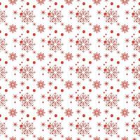 Christmas seamless pattern with red snowflakes , dots and star on white background, Winter background. vector