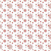 Christmas seamless pattern with red snowflakes , dots and star on white background, Winter background. vector