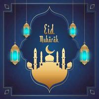 eid mubarak, feliz eid al adha, eid al fitr hermosa caligrafía tarjeta de felicitación cartel vector