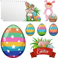 tema de pascua con conejito y huevos vector