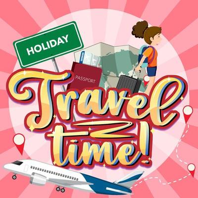 Travel time hand drawn lettering logo