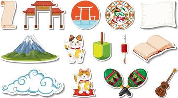 Set of different traditional objects vector