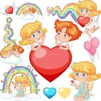 Valentine theme with rainbow and cupid vector