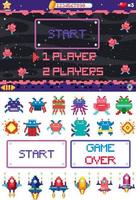 Retro pixel space game interface vector