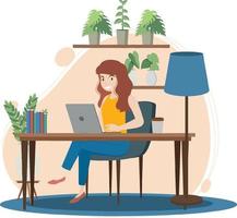 Work at home concept in flat design vector