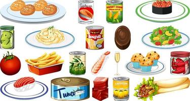 conjunto de diferentes alimentos vector