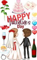 Valentine theme with wedding couple vector