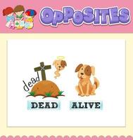 Opposite words for dead and alive vector