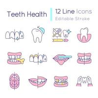 Teeth health RGB color icons set vector