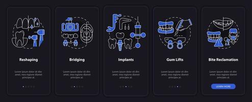 procedimientos de mejora estética pantalla de la aplicación móvil de incorporación del modo nocturno vector