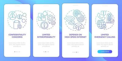 UCaaS risks blue gradient onboarding mobile app screen vector