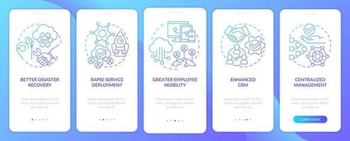 UCaaS advantages blue gradient onboarding mobile app screen vector