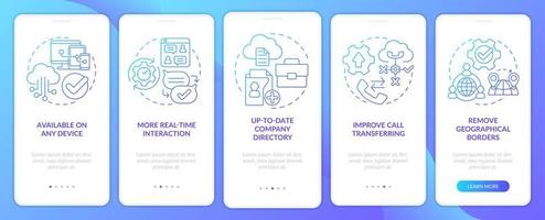 UCaaS benefits blue gradient onboarding mobile app screen vector