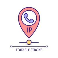 VOIP locate service RGB color icon. Internet protocol telephony. Communication technology. Isolated vector illustration. Simple filled line drawing. Editable stroke. Arial font used