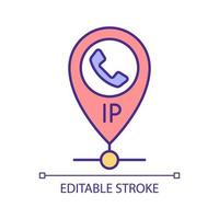 VOIP locate service RGB color icon. Internet protocol telephony. Communication technology. Isolated vector illustration. Simple filled line drawing. Editable stroke. Arial font used