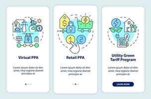 Types of PPA onboarding mobile app screen vector