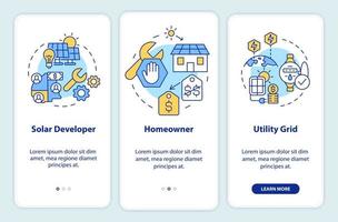 Power purchase agreements provide onboarding mobile app screen vector