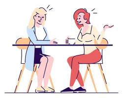 Meeting friend for coffee semi flat RGB color vector illustration