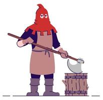 Medieval executioner semi flat RGB color vector illustration