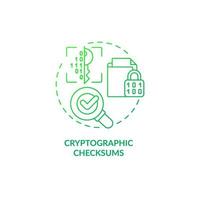 icono de concepto de gradiente verde de sumas de comprobación criptográficas vector