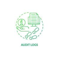 icono de concepto de gradiente verde de registros de auditoría vector