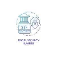 Social security number blue gradient concept icon vector