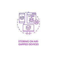 Storing on air-gapped devices purple gradient concept icon vector