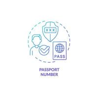 Passport number blue gradient concept icon vector