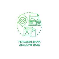 icono de concepto de datos de cuenta de gradiente verde de banco personal vector