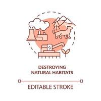 Destroying natural habitats red concept icon vector