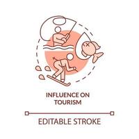 Influence on tourism red concept icon vector