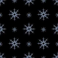 Seamless pattern with blue snowflakes on black background for plaid, fabric, textile, clothes, tablecloth and other things. Vector image.