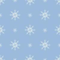 Seamless pattern with white snowflakes on light blue background. Vector image.
