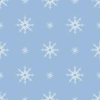 Seamless pattern with white snowflakes on light blue background. Vector image.