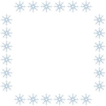 marco cuadrado con copos de nieve azul claro sobre fondo blanco. imagen vectorial vector
