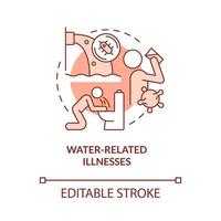 Water related illnesses red concept icon vector